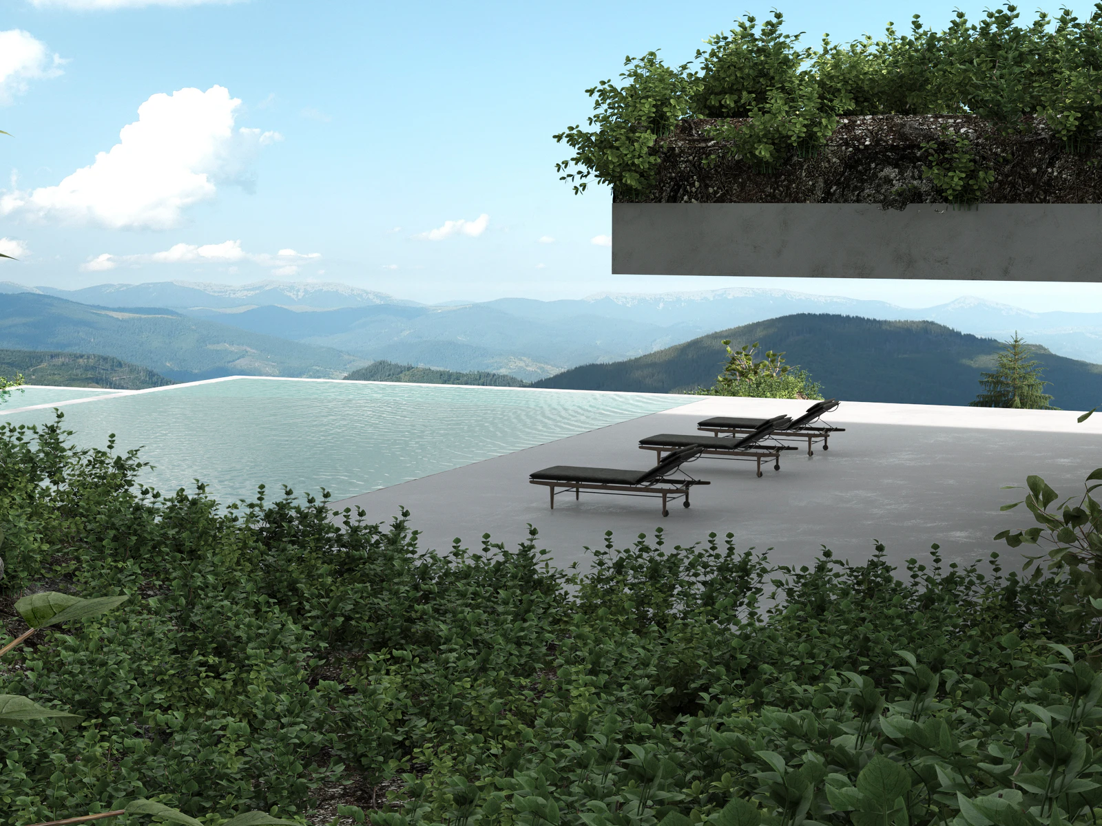 Modern terrace overlooking water representing Mission Viejo
