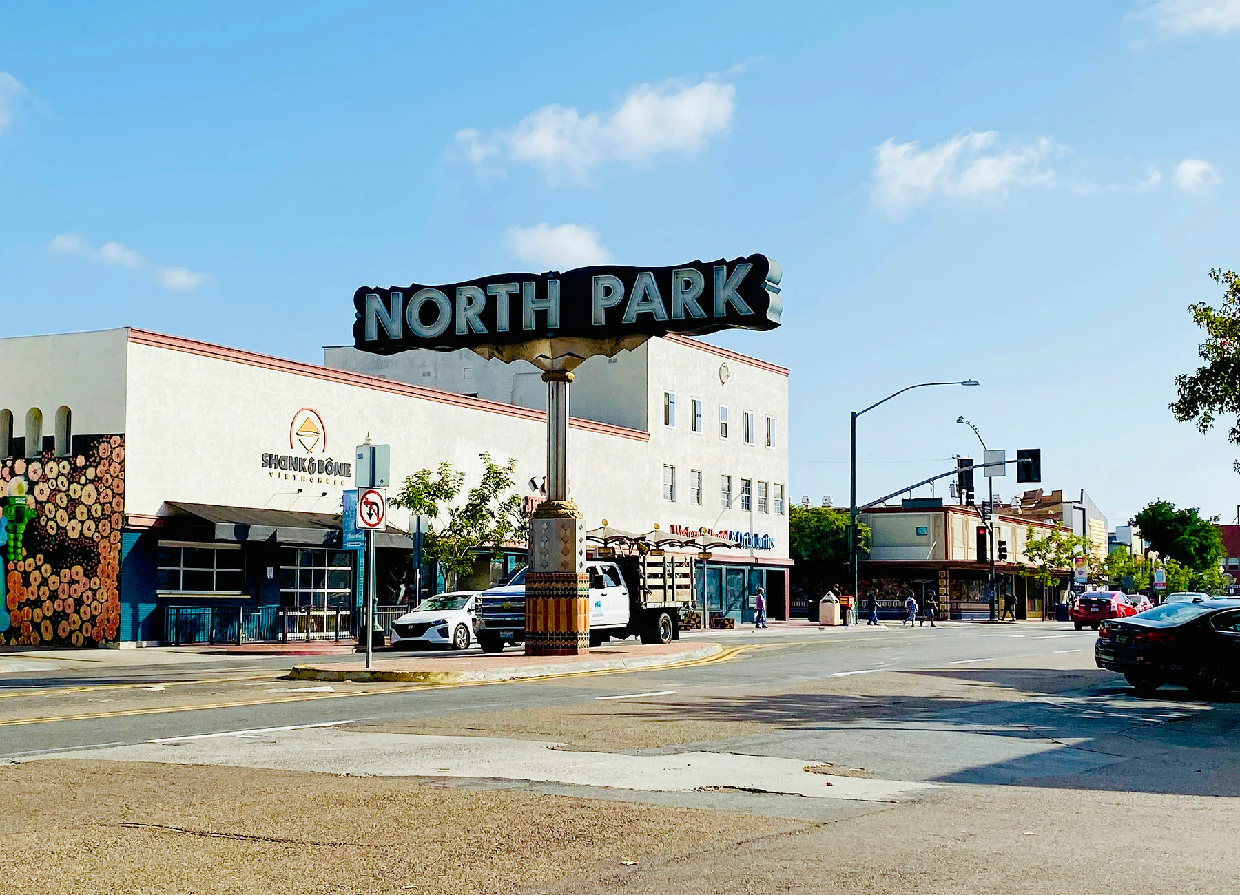 North Park sign and neighborhood streetscape in San Diego