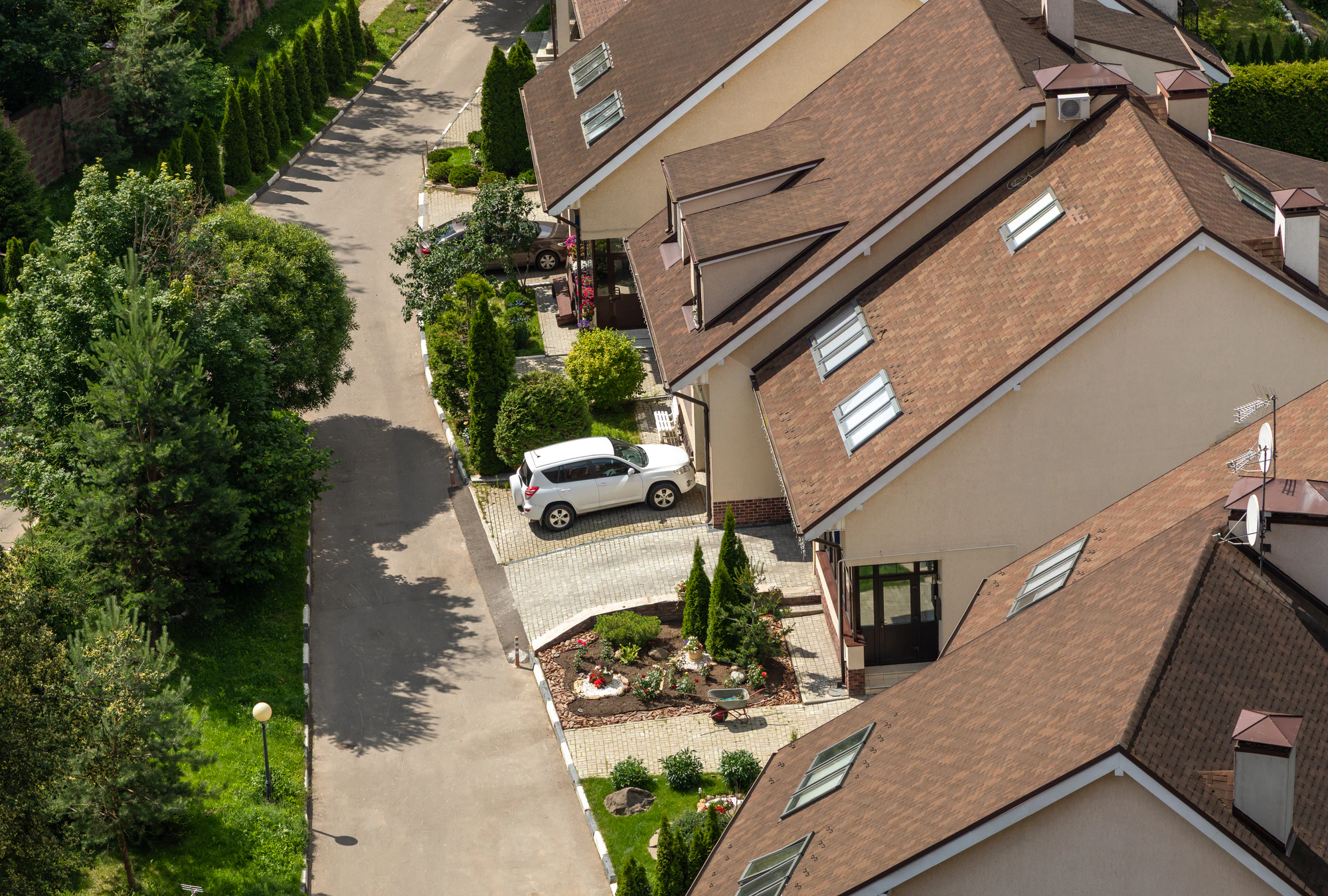 Southern California residential neighborhood viewed from above
